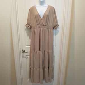 Shein Midi Crossover V-neck Dress With Elastic Waist, XXL